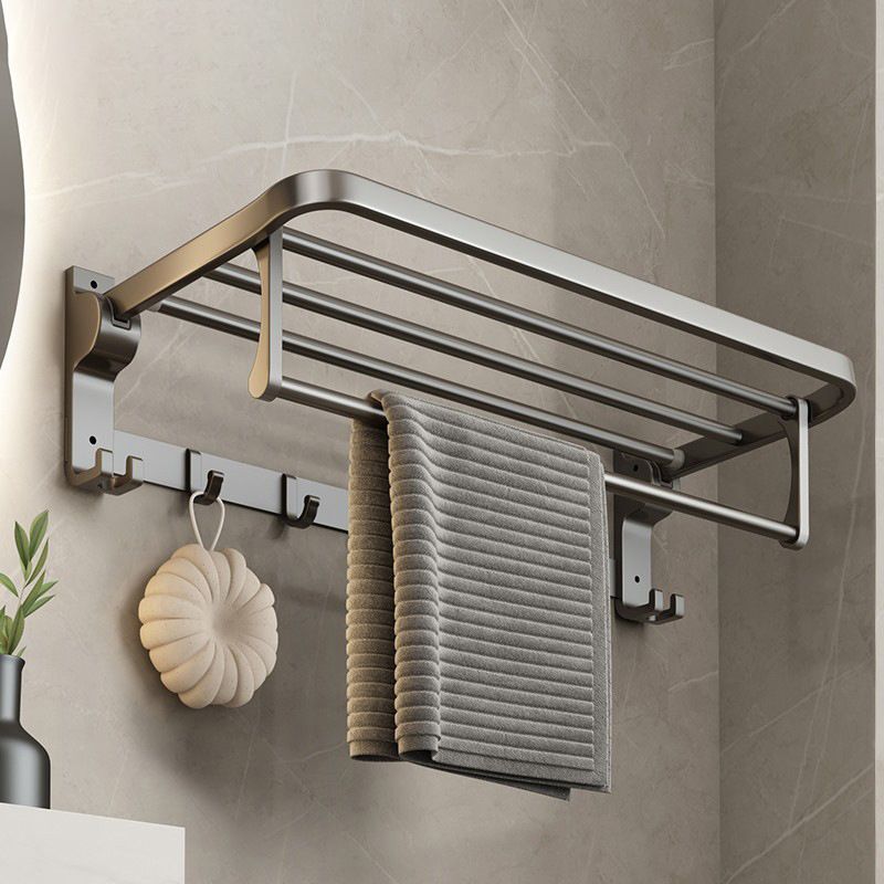 Contemporary Gray Bathroom Hardware Set Bath Shelf/Towel Bar Included Bathroom Set Clearhalo 'Bathroom Hardware Sets' 'Bathroom Hardware' 'Bathroom Remodel & Bathroom Fixtures' 'bathroom_hardware_sets' 'Home Improvement' 'home_improvement' 'home_improvement_bathroom_hardware_sets' 1200x1200_0c715e02-ed53-42f8-bfaa-5a24ba8b2ddc