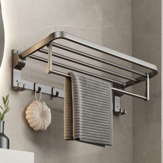 Contemporary Gray Bathroom Hardware Set Bath Shelf/Towel Bar Included Bathroom Set Clearhalo 'Bathroom Hardware Sets' 'Bathroom Hardware' 'Bathroom Remodel & Bathroom Fixtures' 'bathroom_hardware_sets' 'Home Improvement' 'home_improvement' 'home_improvement_bathroom_hardware_sets' 1200x1200_0c715e02-ed53-42f8-bfaa-5a24ba8b2ddc