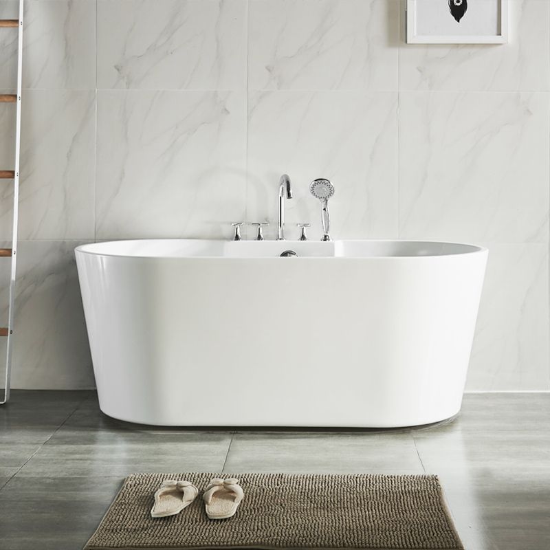 Modern Acrylic White Bathtub Ellipse Back to Wall with Drain Bath Tub Clearhalo 'Bathroom Remodel & Bathroom Fixtures' 'Bathtubs' 'Home Improvement' 'home_improvement' 'home_improvement_bathtubs' 'Showers & Bathtubs' 1200x1200_0ca28603-0ddd-47b2-bc74-211b8f38a821