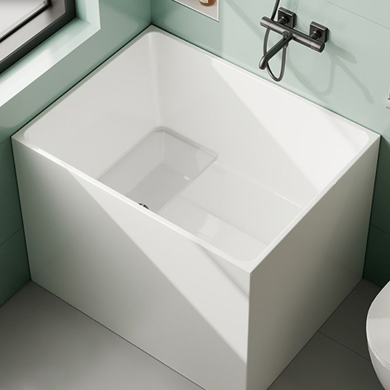 Modern Rectangle White Bathtub Acrylic Back to Wall with Drain Bath Tub Clearhalo 'Bathroom Remodel & Bathroom Fixtures' 'Bathtubs' 'Home Improvement' 'home_improvement' 'home_improvement_bathtubs' 'Showers & Bathtubs' 1200x1200_0caaec69-b372-4354-8015-fc4a5b1ecb66