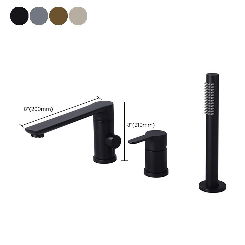 Modern Bathtub Faucet Deck Mounted Roman Tub Faucet Trim with Handshower Clearhalo 'Bathroom Remodel & Bathroom Fixtures' 'Bathtub Faucets' 'bathtub_faucets' 'Home Improvement' 'home_improvement' 'home_improvement_bathtub_faucets' 1200x1200_0cad32c5-7192-400c-9373-238730cd2883