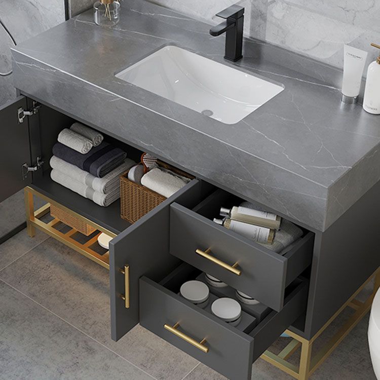 Grey Modern Wood Single-Sink Rectangular Open Console with Sink Set Clearhalo 'Bathroom Remodel & Bathroom Fixtures' 'Bathroom Vanities' 'bathroom_vanities' 'Home Improvement' 'home_improvement' 'home_improvement_bathroom_vanities' 1200x1200_0d303501-25ea-4eab-b629-899bc5cf231c