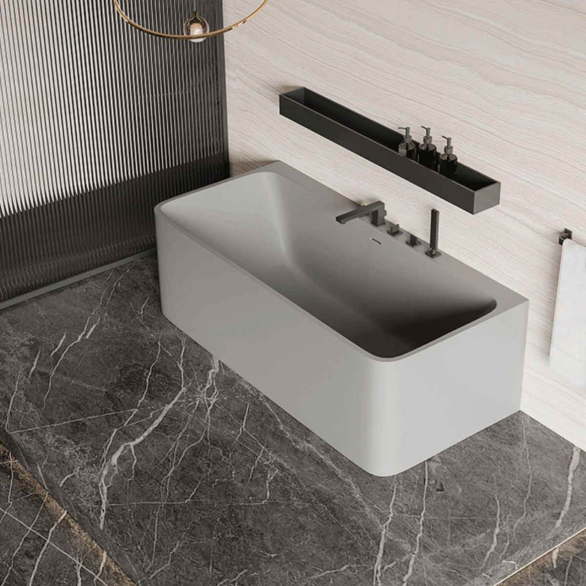 Antique Finish Rectangular Soaking Bathtub Back to Wall Modern Bath Tub Clearhalo 'Bathroom Remodel & Bathroom Fixtures' 'Bathtubs' 'Home Improvement' 'home_improvement' 'home_improvement_bathtubs' 'Showers & Bathtubs' 1200x1200_0d5ad343-965d-490d-b0fa-eb6aa9e6e3f6