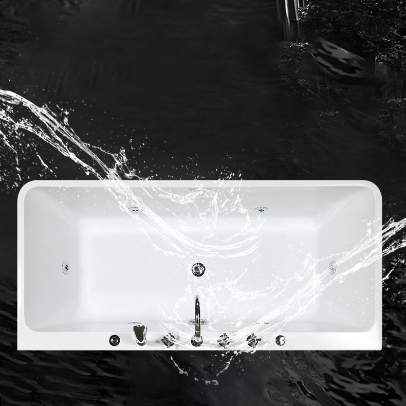 White Acrylic Rectangular Bath Tub Whirlpool Stand Alone Tub with Faucet Clearhalo 'Bathroom Remodel & Bathroom Fixtures' 'Bathtubs' 'Home Improvement' 'home_improvement' 'home_improvement_bathtubs' 'Showers & Bathtubs' 1200x1200_0d5f75b8-9241-4ffd-bbab-cb4179710adf