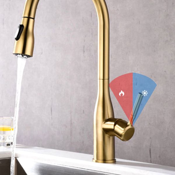 Modern Style Copper Kitchen Faucet Single Handle High Arc Kitchen Faucet Clearhalo 'Home Improvement' 'home_improvement' 'home_improvement_kitchen_faucets' 'Kitchen Faucets' 'Kitchen Remodel & Kitchen Fixtures' 'Kitchen Sinks & Faucet Components' 'kitchen_faucets' 1200x1200_0d866cb6-5c44-4a78-b1d1-fd35cea46269