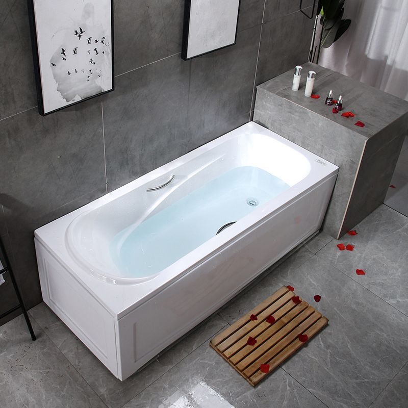 Modern Rectangular Bath Tub White Acrylic Tub with Internal Drain Clearhalo 'Bathroom Remodel & Bathroom Fixtures' 'Bathtubs' 'Home Improvement' 'home_improvement' 'home_improvement_bathtubs' 'Showers & Bathtubs' 1200x1200_0d8c29fc-eff9-4779-8514-51b48b00ddb8