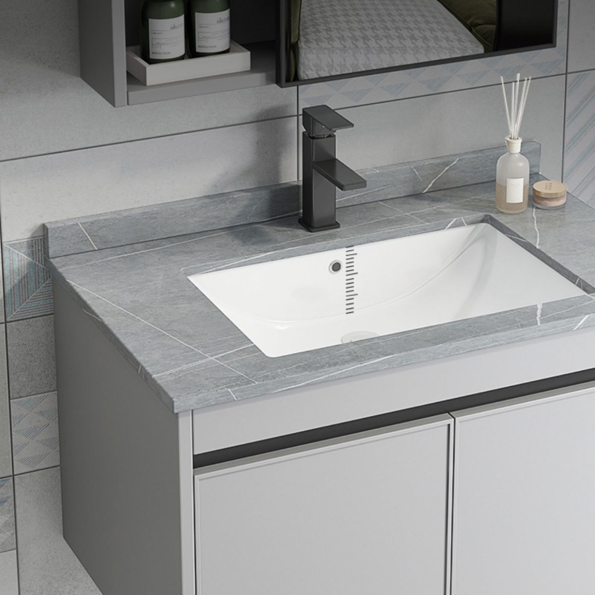 Single Sink Modern Bathroom Vanity Gray Metal Frame Wall Mount Vanity Set Clearhalo 'Bathroom Remodel & Bathroom Fixtures' 'Bathroom Vanities' 'bathroom_vanities' 'Home Improvement' 'home_improvement' 'home_improvement_bathroom_vanities' 1200x1200_0d9cefca-16e9-48cc-bbd6-aac8cff8e4da