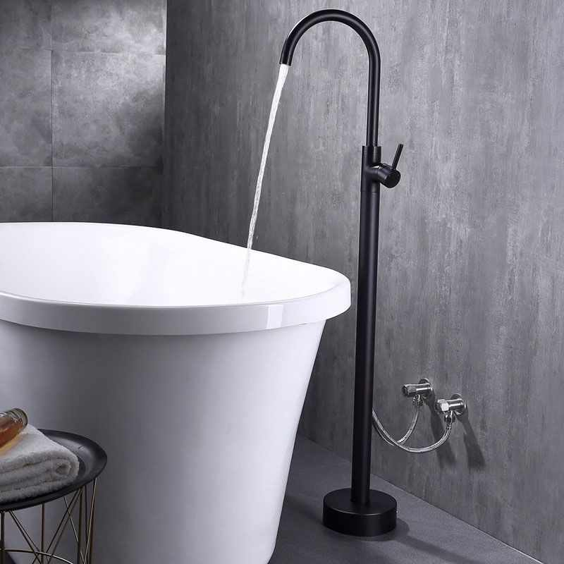 Modern Floor Mounted Metal Freestanding Tub Filler Single Handle Freestanding Faucet Clearhalo 'Bathroom Remodel & Bathroom Fixtures' 'Bathtub Faucets' 'bathtub_faucets' 'Home Improvement' 'home_improvement' 'home_improvement_bathtub_faucets' 1200x1200_0dce0a4a-2de6-4669-b019-3408cf1465f7