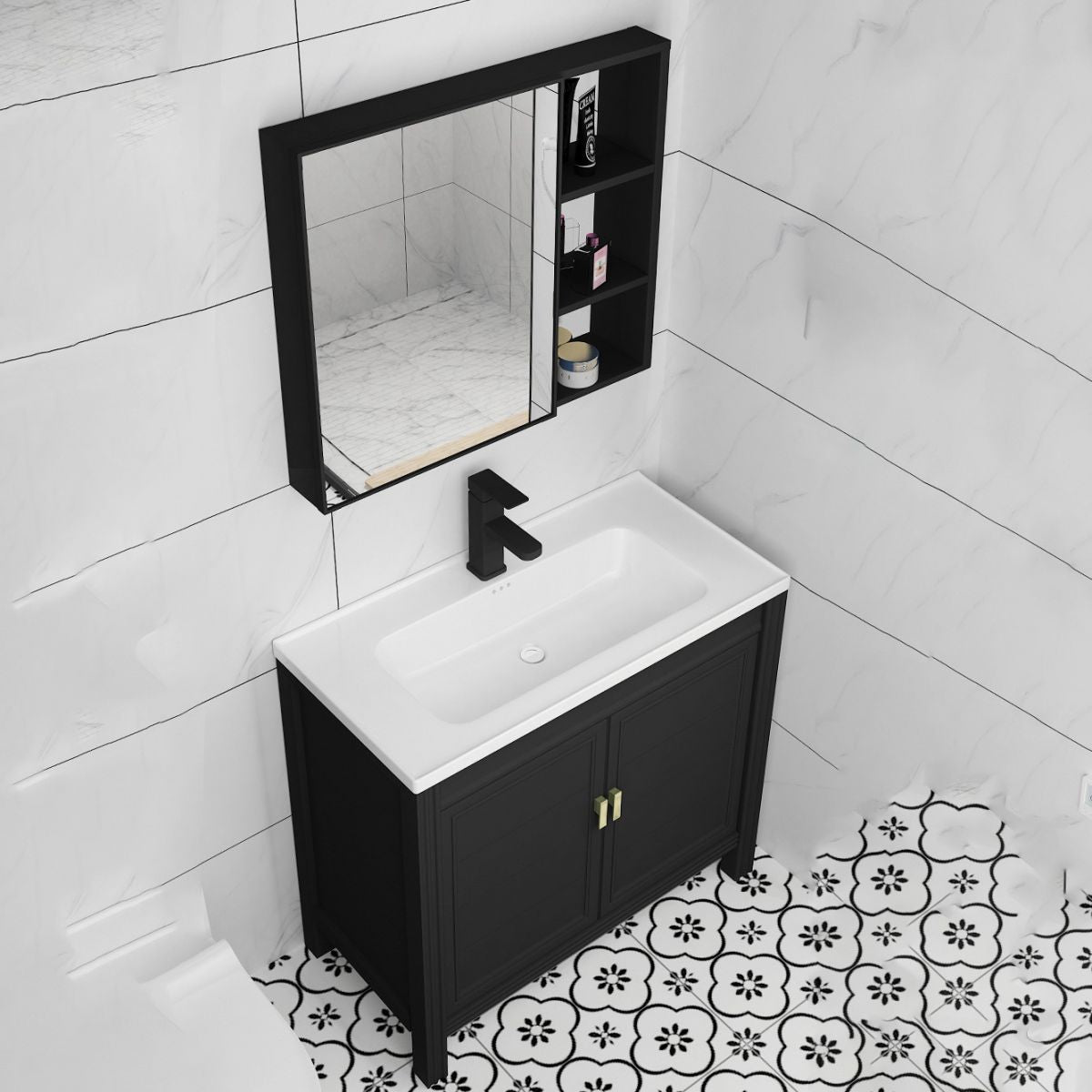 Metal Modern Sink Vanity Freestanding Faucet Included Bathroom Vanity Clearhalo 'Bathroom Remodel & Bathroom Fixtures' 'Bathroom Vanities' 'bathroom_vanities' 'Home Improvement' 'home_improvement' 'home_improvement_bathroom_vanities' 1200x1200_0e1f74a2-8592-4a2f-99db-d15bbbe92318