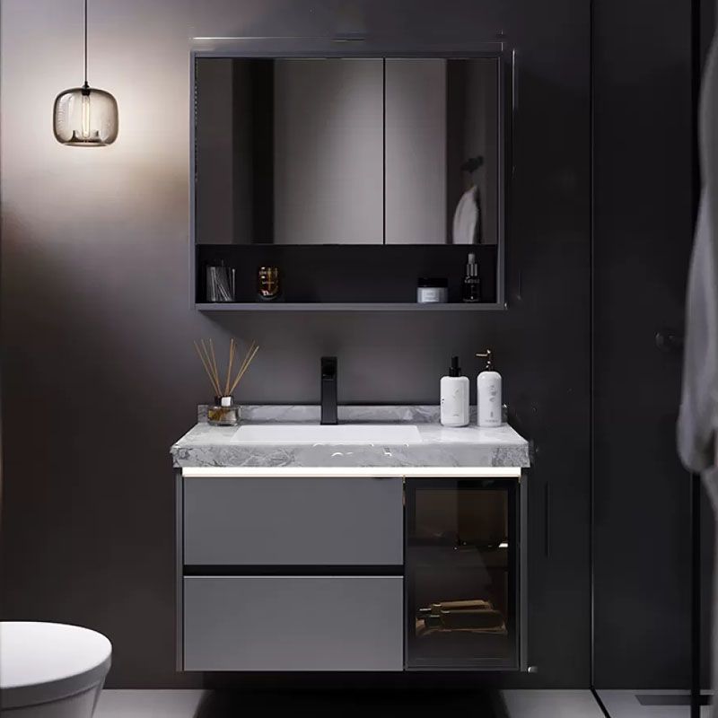 Grey Wall Mounted Standard Rectangular Open Console with Sink Set Clearhalo 'Bathroom Remodel & Bathroom Fixtures' 'Bathroom Vanities' 'bathroom_vanities' 'Home Improvement' 'home_improvement' 'home_improvement_bathroom_vanities' 1200x1200_0e4e3314-0a10-4cb0-97d5-b879f299011b