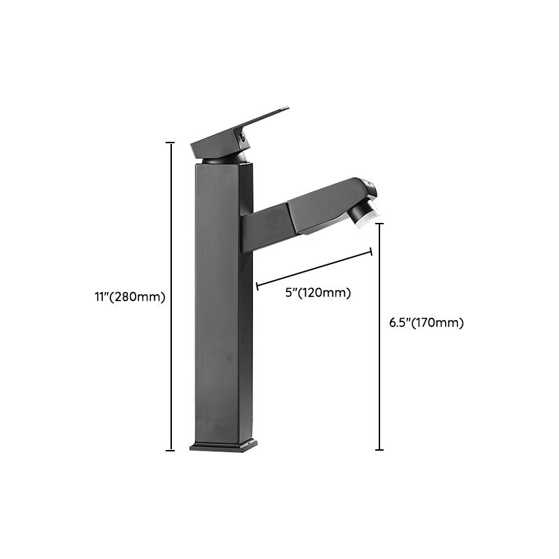 Modern Bathroom Vessel Faucet Swivel Spout Single Handle Faucet with Pull down Sprayer Clearhalo 'bathroom_sink_faucets' 'Conjunta de Baño y Conjunta de Grifo' 'Coronamiento de Baño y Dispositivo de Baño' 'Grifo del lavabo del baño' 'Hogar' 'home_improvement' 'home_improvement_bathroom_sink_faucets' 'Mejoras para el hogar' 1200x1200_0e5c9b21-c95d-4bc7-8d67-a3e0cb134784