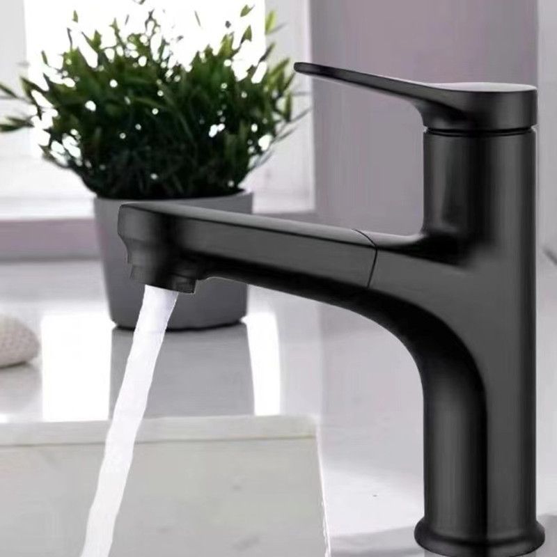 Modern Style Vessel Sink Faucet Single-handle Low Arc Retractable Copper Vessel Faucet Clearhalo 'Bathroom Remodel & Bathroom Fixtures' 'Bathroom Sink Faucets' 'Bathroom Sinks & Faucet Components' 'bathroom_sink_faucets' 'Home Improvement' 'home_improvement' 'home_improvement_bathroom_sink_faucets' 1200x1200_0e5da7e4-e9ac-4e99-9690-16bdee8a7e1b