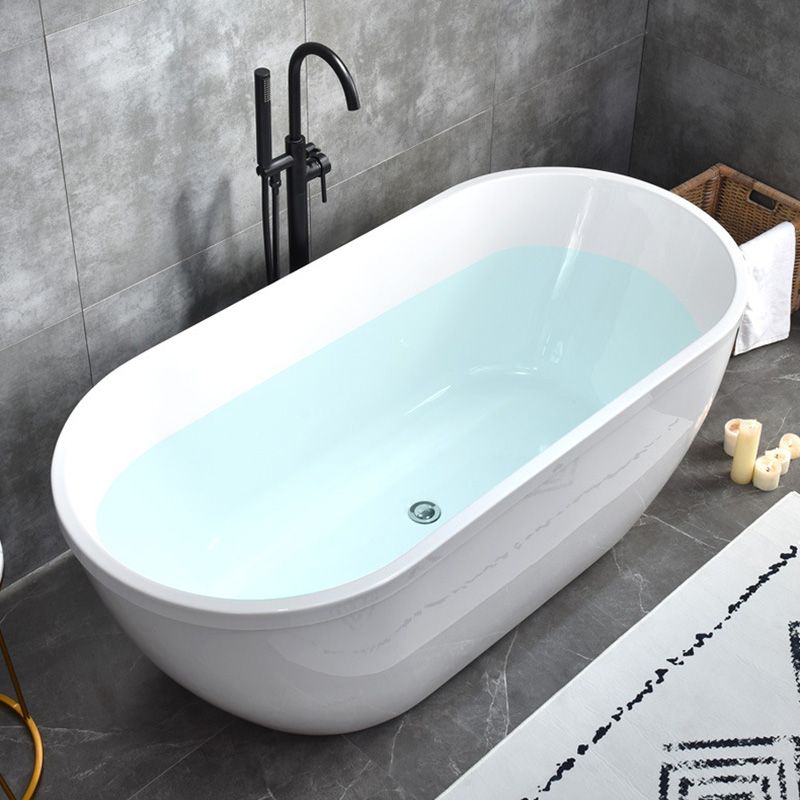 Stand Alone Oval Bath Acrylic Soaking White Modern Center Bathtub Clearhalo 'Bathroom Remodel & Bathroom Fixtures' 'Bathtubs' 'Home Improvement' 'home_improvement' 'home_improvement_bathtubs' 'Showers & Bathtubs' 1200x1200_0e6054c4-cf36-407d-a36f-b0e151591cb1