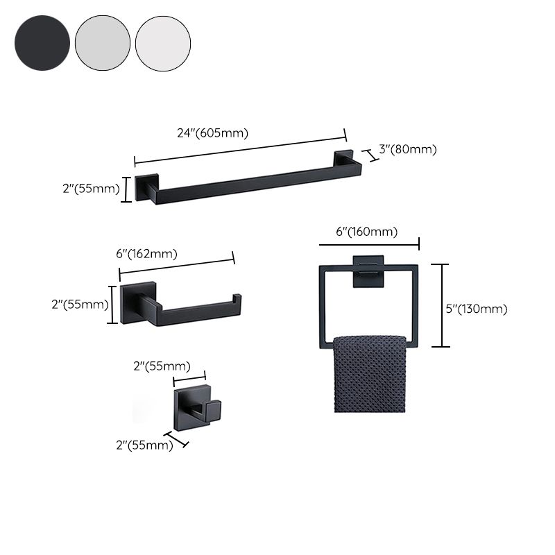 7-Piece Bath Hardware Set in Stainless Steel with Paper Holder/Robe Hooks/Towel Ring Bar Clearhalo 'Bathroom Hardware Sets' 'Bathroom Hardware' 'Bathroom Remodel & Bathroom Fixtures' 'bathroom_hardware_sets' 'Home Improvement' 'home_improvement' 'home_improvement_bathroom_hardware_sets' 1200x1200_0e899395-882c-4f45-a3a6-0dd91e9a8b06