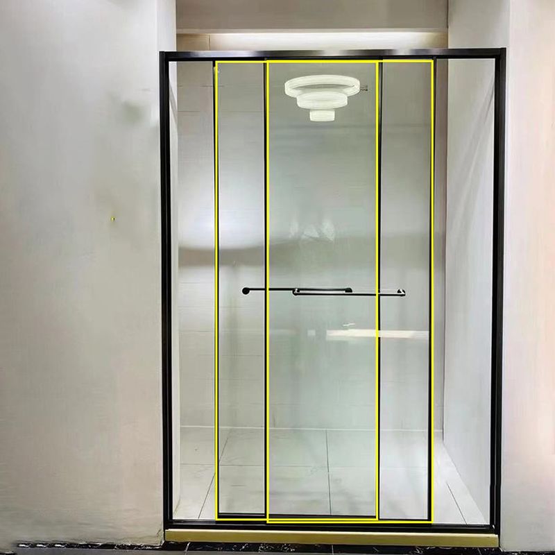 Tempered Glass Shower Bath Door Sliding Transparent Metal Framed Shower Door Clearhalo 'Bathroom Remodel & Bathroom Fixtures' 'Home Improvement' 'home_improvement' 'home_improvement_shower_tub_doors' 'Shower and Tub Doors' 'shower_tub_doors' 'Showers & Bathtubs' 1200x1200_0f1cad55-e001-4dd7-b8b4-a39d73039115