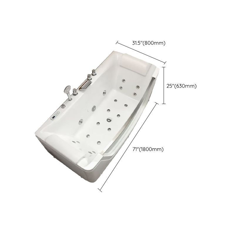 Modern Rectangle Acrylic Bathtub Back to Wall with Massage Device Clearhalo 'Bathroom Remodel & Bathroom Fixtures' 'Bathtubs' 'Home Improvement' 'home_improvement' 'home_improvement_bathtubs' 'Showers & Bathtubs' 1200x1200_0f260e7d-4625-4432-b58e-f5e50572c7b7