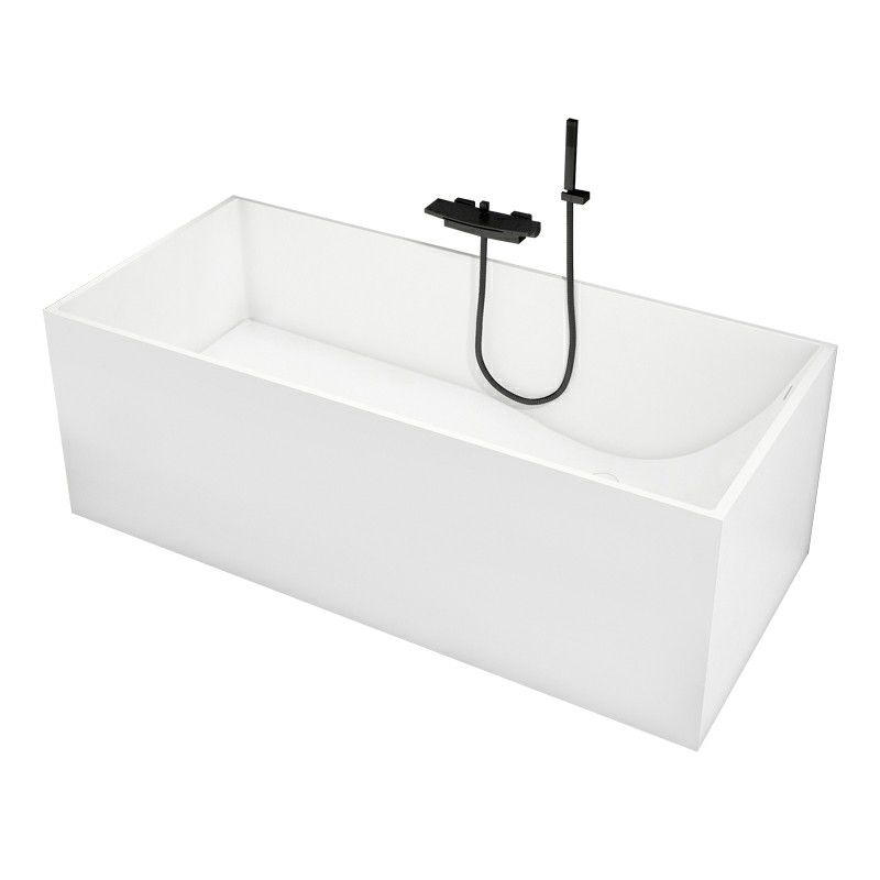 Stone Soaking Rectangular Bathtub Antique Finish Back to Wall Bath Tub Clearhalo 'Bathroom Remodel & Bathroom Fixtures' 'Bathtubs' 'Home Improvement' 'home_improvement' 'home_improvement_bathtubs' 'Showers & Bathtubs' 1200x1200_0f50185c-d016-4470-ac36-5bf92bdf1e2b