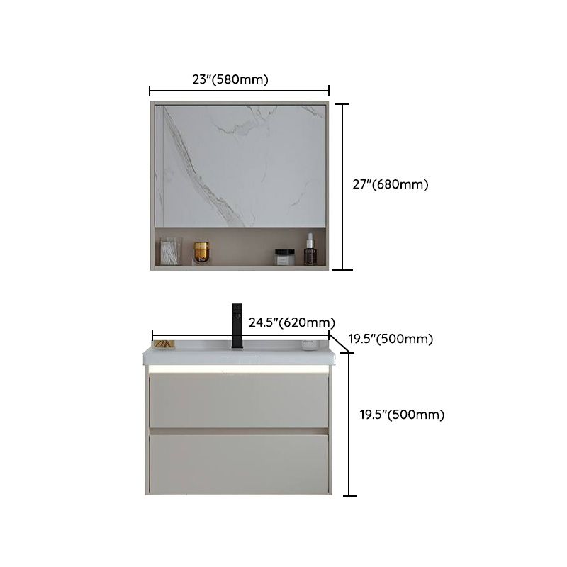 White Rectangular Solid Wood Wall Mount Open Console with Sink Set Clearhalo 'Bathroom Remodel & Bathroom Fixtures' 'Bathroom Vanities' 'bathroom_vanities' 'Home Improvement' 'home_improvement' 'home_improvement_bathroom_vanities' 1200x1200_0f62386b-f8eb-40d0-ba14-d807a54f9a6f