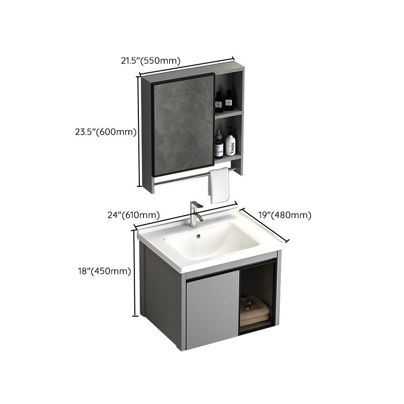 Single Bathroom Vanity Modern Gray Metal Base Wall Mount Rectangular Vanity Set Clearhalo 'Bathroom Remodel & Bathroom Fixtures' 'Bathroom Vanities' 'bathroom_vanities' 'Home Improvement' 'home_improvement' 'home_improvement_bathroom_vanities' 1200x1200_0f66df1e-bcbf-4bc0-a3e8-74e3779474ea