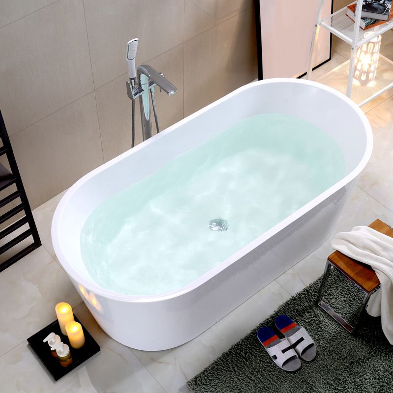 Acrylic Oval Bathtub with Overflow Trim White Soaking Tub with Drain Clearhalo 'Bathroom Remodel & Bathroom Fixtures' 'Bathtubs' 'Home Improvement' 'home_improvement' 'home_improvement_bathtubs' 'Showers & Bathtubs' 1200x1200_0f705e65-ace8-4e60-8db1-4ec5aafcdb1f