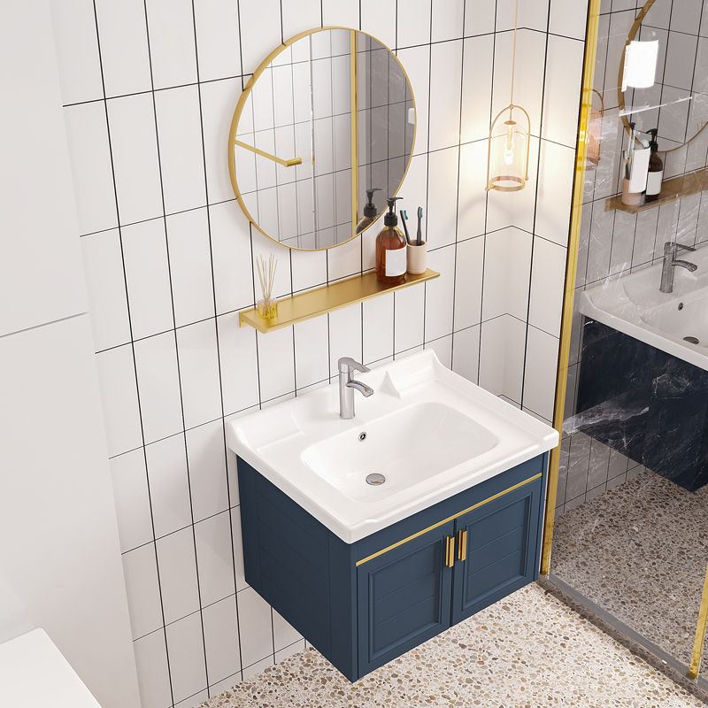 Modern Single Wall Mount Vanity Blue Ceramic Top Sink Vanity Clearhalo 'Bathroom Remodel & Bathroom Fixtures' 'Bathroom Vanities' 'bathroom_vanities' 'Home Improvement' 'home_improvement' 'home_improvement_bathroom_vanities' 1200x1200_0f71bf55-1585-4dec-93f7-25b35fcbd64a