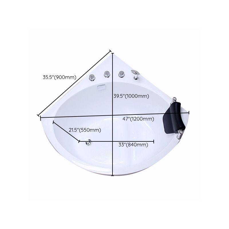 Modern 25.59-inch Tall Acrylic Tub Soak Corner White Bathtub Clearhalo 'Bathroom Remodel & Bathroom Fixtures' 'Bathtubs' 'Home Improvement' 'home_improvement' 'home_improvement_bathtubs' 'Showers & Bathtubs' 1200x1200_0f84018d-f81c-4dae-ae33-a807f3c2fa49