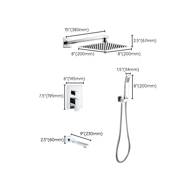 Modern Shower System Brass Adjustable Spray Pattern Ceiling Mounted Shower Combo Clearhalo 'Bathroom Remodel & Bathroom Fixtures' 'Home Improvement' 'home_improvement' 'home_improvement_shower_faucets' 'Shower Faucets & Systems' 'shower_faucets' 'Showers & Bathtubs Plumbing' 'Showers & Bathtubs' 1200x1200_0f84fc42-76f1-4d60-80a4-1c60c40717ab