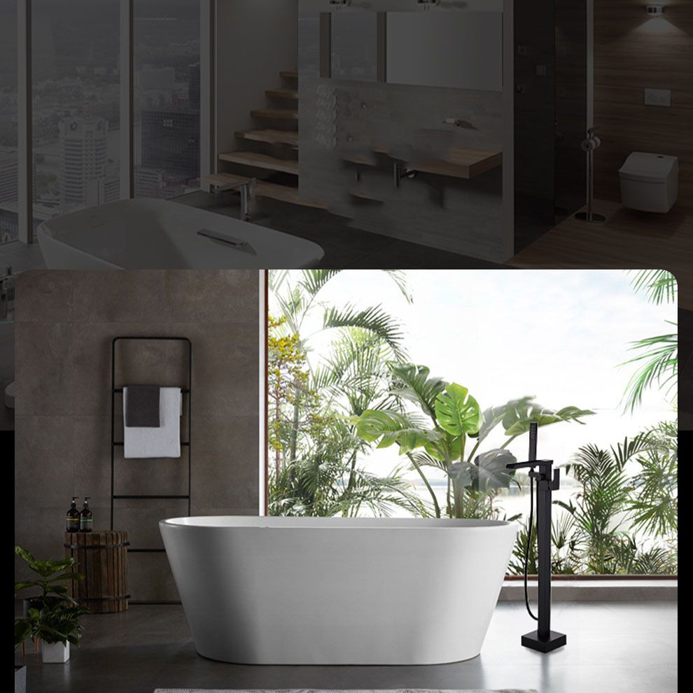 Floor Mounted Waterfall Freestanding Tub Filler Single Handle Freestanding Tub Filler Trim Clearhalo 'Bathroom Remodel & Bathroom Fixtures' 'Bathtub Faucets' 'bathtub_faucets' 'Home Improvement' 'home_improvement' 'home_improvement_bathtub_faucets' 1200x1200_0f91487d-d50e-48ce-b852-952564b2f675