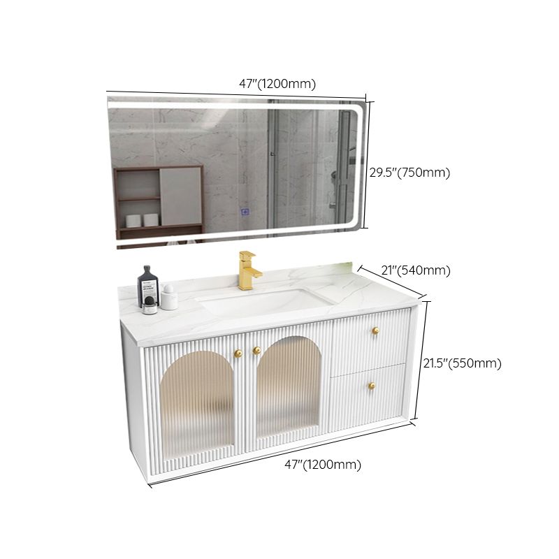 Waterproof Bathroom Vanity Rectangle Single Sink Wood Frame Wall-Mounted Drawers Vanity Clearhalo 'Bathroom Remodel & Bathroom Fixtures' 'Bathroom Vanities' 'bathroom_vanities' 'Home Improvement' 'home_improvement' 'home_improvement_bathroom_vanities' 1200x1200_0fa3188b-0605-4db8-8ece-846e7d81dd1e