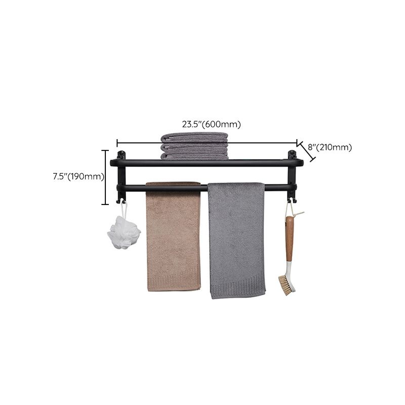 Modern Aluminum Bathroom Accessory Set Matte Black Bath Shelf/Towel Bar/Paper Holder Clearhalo 'Bathroom Hardware Sets' 'Bathroom Hardware' 'Bathroom Remodel & Bathroom Fixtures' 'bathroom_hardware_sets' 'Home Improvement' 'home_improvement' 'home_improvement_bathroom_hardware_sets' 1200x1200_0fa89966-bd6d-4426-a74e-7f11cb1edceb