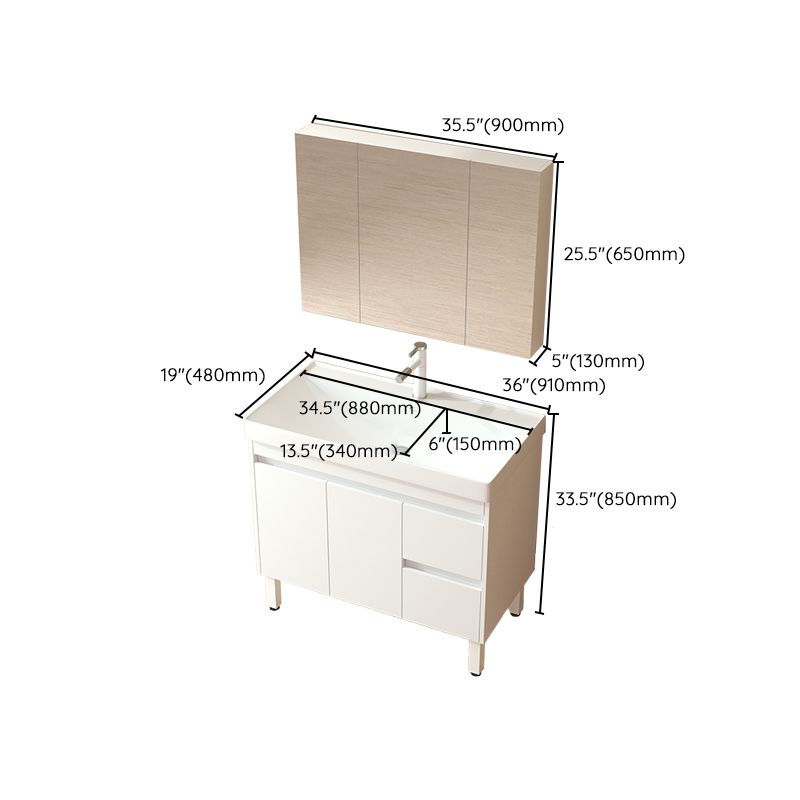 Wooden Sink Vanity Modern White Single-Sink Rectangular Vanity Set Clearhalo 'Bathroom Remodel & Bathroom Fixtures' 'Bathroom Vanities' 'bathroom_vanities' 'Home Improvement' 'home_improvement' 'home_improvement_bathroom_vanities' 1200x1200_0fc72376-cd0e-4886-b155-e333c7d5f0c8