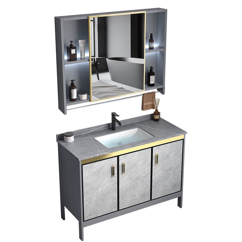 Metal Frame Vanity Grey Single Sink Rectangular Freestanding Mirror Vanity with Doors Clearhalo 'Bathroom Remodel & Bathroom Fixtures' 'Bathroom Vanities' 'bathroom_vanities' 'Home Improvement' 'home_improvement' 'home_improvement_bathroom_vanities' 1200x1200_1024364c-7b21-4fb9-bb20-caaaa5952c5f
