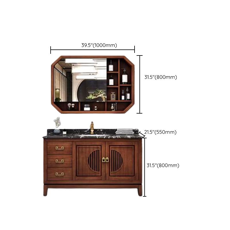 Vintage Bathroom Vanity Ceramic Sink Drawer Sink Vanity with Mirror Clearhalo 'Bathroom Remodel & Bathroom Fixtures' 'Bathroom Vanities' 'bathroom_vanities' 'Home Improvement' 'home_improvement' 'home_improvement_bathroom_vanities' 1200x1200_1028d42d-83f2-4e95-8a1e-4777443ddd6c