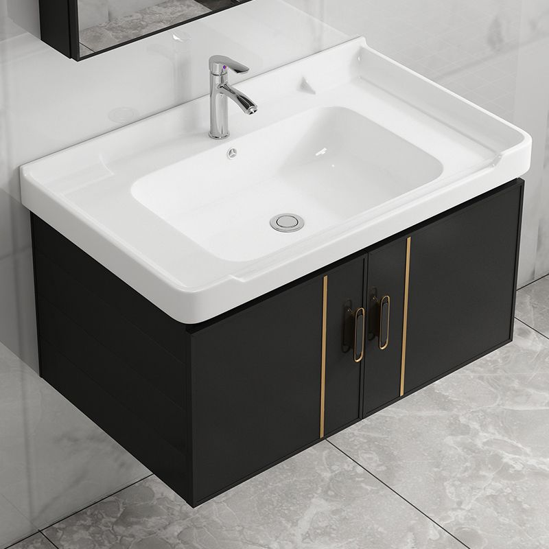 Bathroom Vanity Wall Mounted Sink Vanity in Ceramic with Waterproof Mirror Clearhalo 'Bathroom Remodel & Bathroom Fixtures' 'Bathroom Vanities' 'bathroom_vanities' 'Home Improvement' 'home_improvement' 'home_improvement_bathroom_vanities' 1200x1200_103c1c4f-8c87-4b8b-baab-115ff763c974