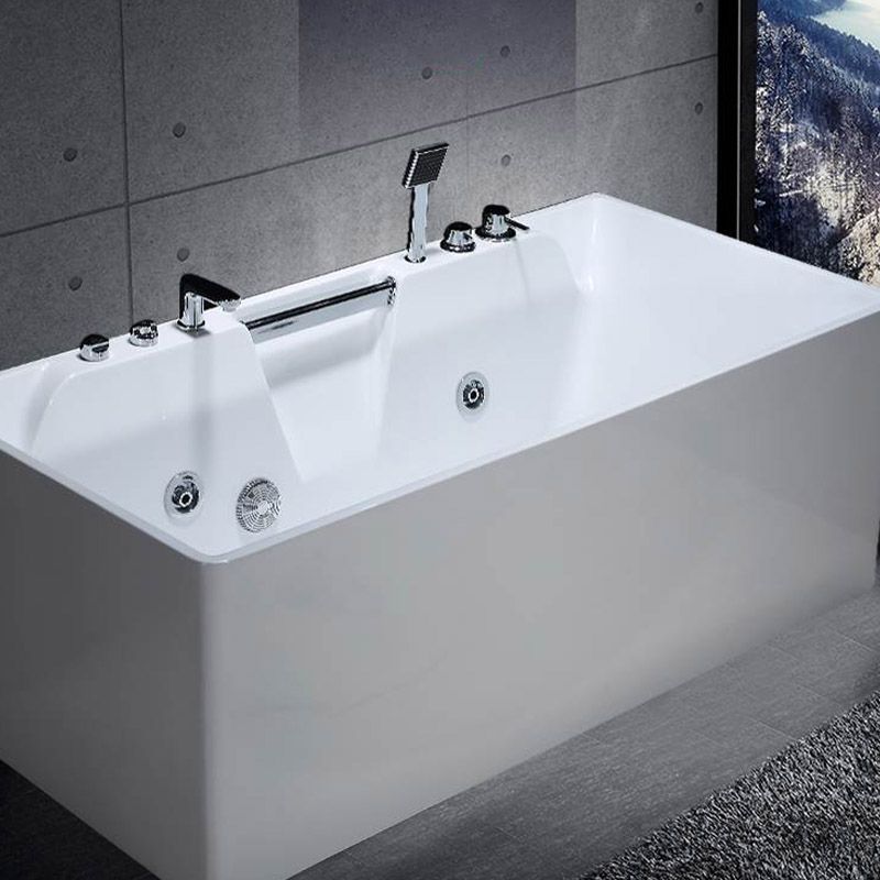 Modern Rectangular Bath Tub Bathroom Soaking with Center Drain Tub Clearhalo 'Bathroom Remodel & Bathroom Fixtures' 'Bathtubs' 'Home Improvement' 'home_improvement' 'home_improvement_bathtubs' 'Showers & Bathtubs' 1200x1200_1045d10b-2562-4398-b340-c3ce6cdc5ea1