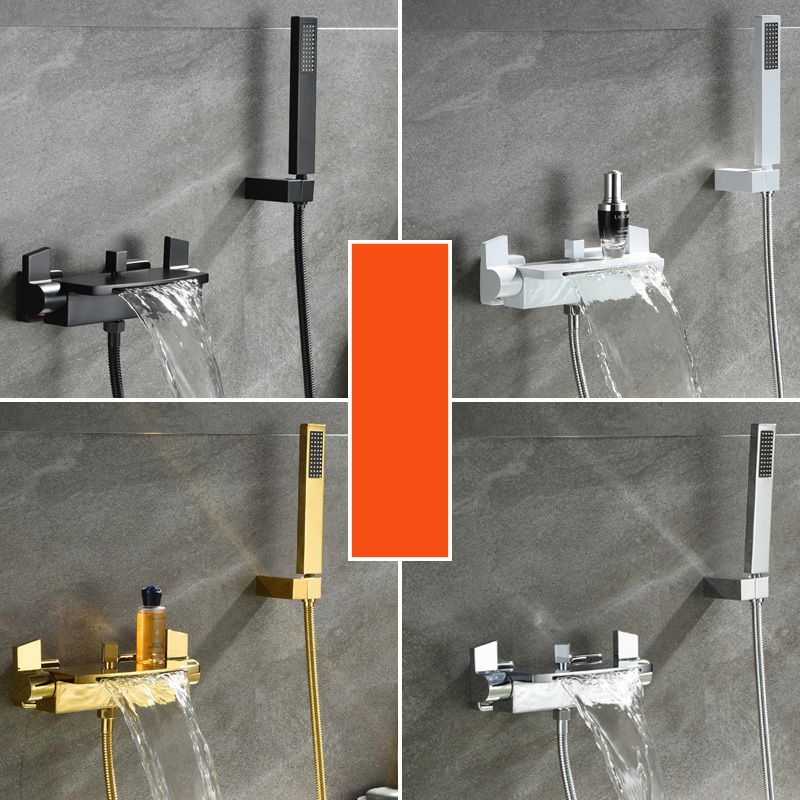 Wall Mounted Metal Tub Filler Low Arc Waterfall Tub Faucet Trim Clearhalo 'Bathroom Remodel & Bathroom Fixtures' 'Bathtub Faucets' 'bathtub_faucets' 'Home Improvement' 'home_improvement' 'home_improvement_bathtub_faucets' 1200x1200_1046b5df-eec3-4da8-bc6b-4f8126be483b