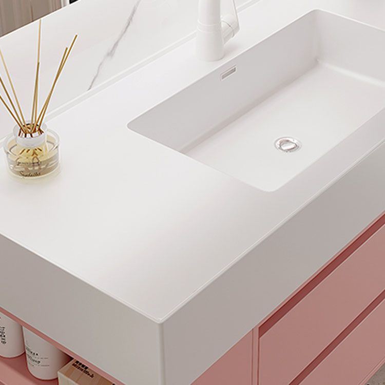 Rectangular Pink Wall Mounted Standard Wood Open Console with Sink Set Clearhalo 'Bathroom Remodel & Bathroom Fixtures' 'Bathroom Vanities' 'bathroom_vanities' 'Home Improvement' 'home_improvement' 'home_improvement_bathroom_vanities' 1200x1200_1064841c-6178-4790-ab7a-64255c90d27d