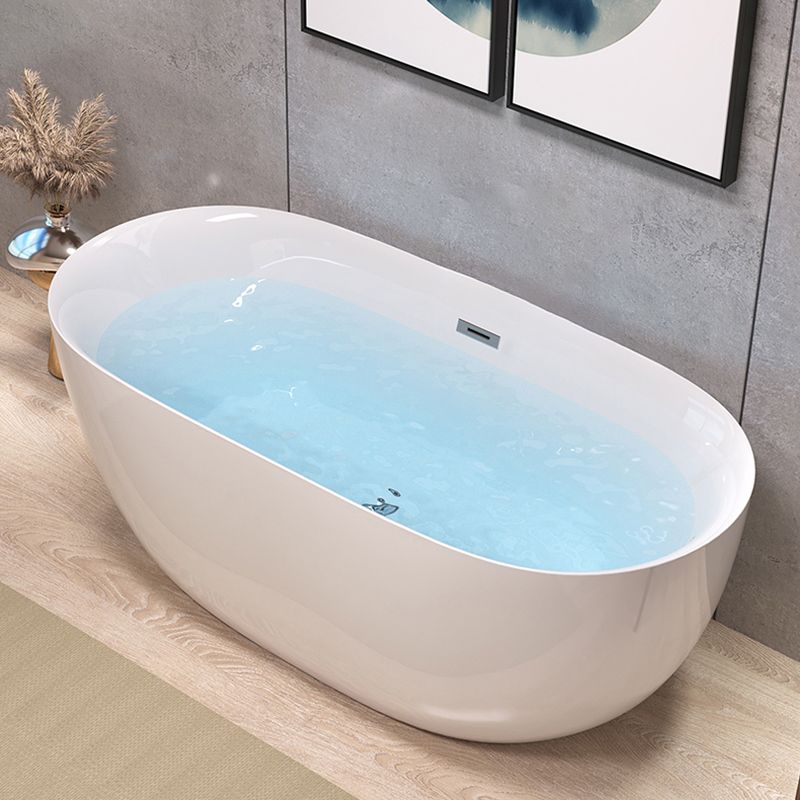 Modern Back to Wall Bath Oval White Soaking Acrylic Freestanding Bathtub Clearhalo 'Bathroom Remodel & Bathroom Fixtures' 'Bathtubs' 'Home Improvement' 'home_improvement' 'home_improvement_bathtubs' 'Showers & Bathtubs' 1200x1200_1096b719-f63f-4c9e-94ce-193c294752fc