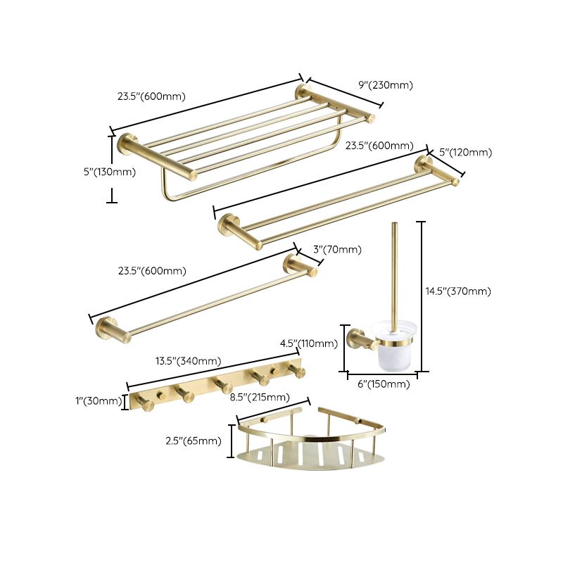 Traditional Brushed Brass Bathroom Accessory As Individual Or As a Set in Metal Clearhalo 'Bathroom Hardware Sets' 'Bathroom Hardware' 'Bathroom Remodel & Bathroom Fixtures' 'bathroom_hardware_sets' 'Home Improvement' 'home_improvement' 'home_improvement_bathroom_hardware_sets' 1200x1200_1097ae66-fc06-43c1-8114-3de4d382d357