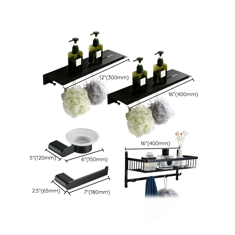 Minimalism Black Bathroom Accessory Set Contemporary Style Metal Towel Bar Clearhalo 'Bathroom Hardware Sets' 'Bathroom Hardware' 'Bathroom Remodel & Bathroom Fixtures' 'bathroom_hardware_sets' 'Home Improvement' 'home_improvement' 'home_improvement_bathroom_hardware_sets' 1200x1200_10c863e8-e841-45f8-8d89-a50df6a98b04