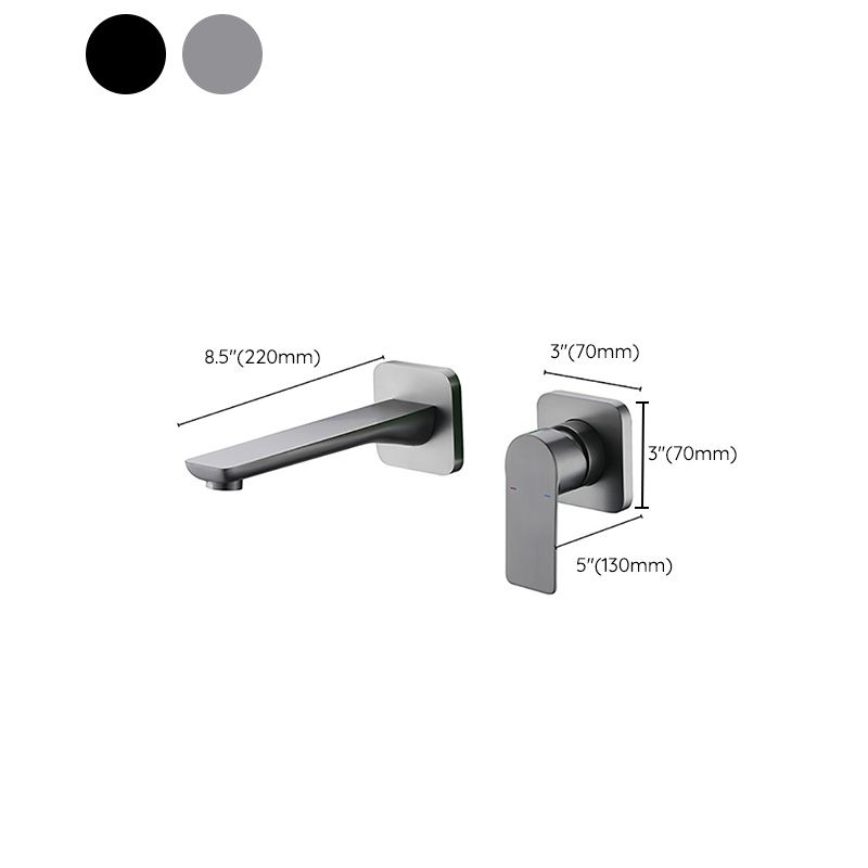 Modern Wall Mounted Bathroom Faucet Lever Handle Low Arc 2 Hole Faucets Clearhalo 'bathroom_sink_faucets' 'Conjunta de Baño y Conjunta de Grifo' 'Coronamiento de Baño y Dispositivo de Baño' 'Grifo del lavabo del baño' 'Hogar' 'home_improvement' 'home_improvement_bathroom_sink_faucets' 'Mejoras para el hogar' 1200x1200_10e3d7d0-4fc1-493a-b503-f80fbad3ad7a