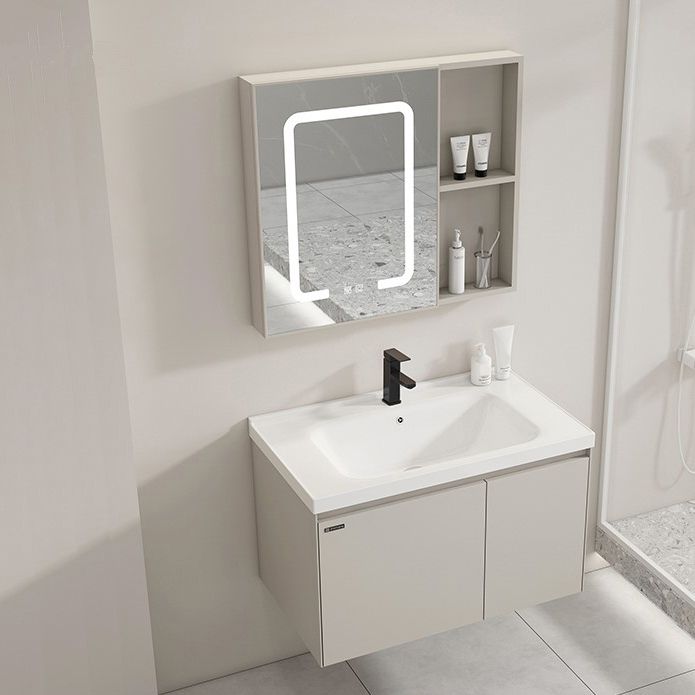 Metal Frame Vanity White Single Sink Soft Close Doors Wall Mounted Vanity with Mirror Clearhalo 'Bathroom Remodel & Bathroom Fixtures' 'Bathroom Vanities' 'bathroom_vanities' 'Home Improvement' 'home_improvement' 'home_improvement_bathroom_vanities' 1200x1200_112a6d1e-7558-4ea2-bff6-f38cede5788d