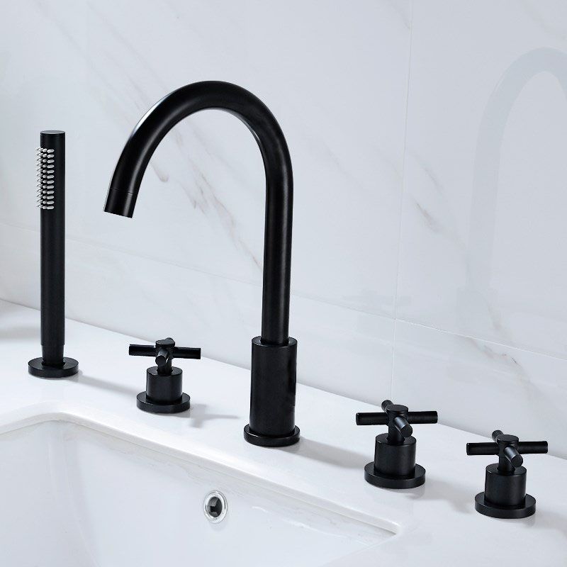 Modern Roman Tub Faucet Set Copper Deck-Mount with Handles Bathtub Faucet Clearhalo 'Bathroom Remodel & Bathroom Fixtures' 'Bathtub Faucets' 'bathtub_faucets' 'Home Improvement' 'home_improvement' 'home_improvement_bathtub_faucets' 1200x1200_114cbe29-979a-48e9-94bd-f553dd67f325