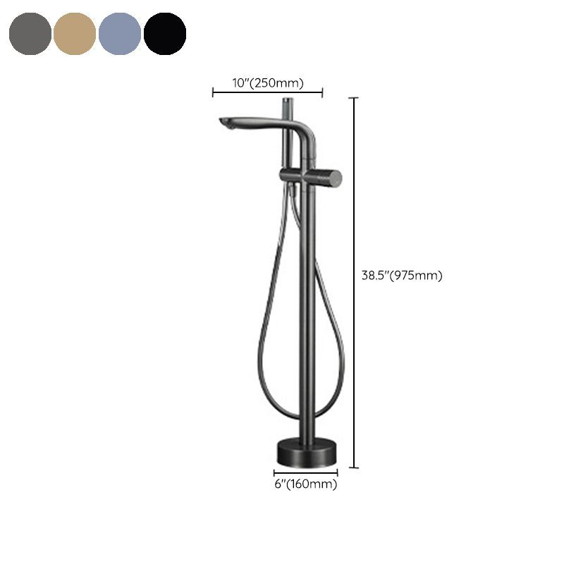 Floor Mounted Metal Freestanding Tub Filler Hand Shower Freestanding Faucet Clearhalo 'Bathroom Remodel & Bathroom Fixtures' 'Bathtub Faucets' 'bathtub_faucets' 'Home Improvement' 'home_improvement' 'home_improvement_bathtub_faucets' 1200x1200_11955d1b-d044-4c0b-8480-de819e8a83c1