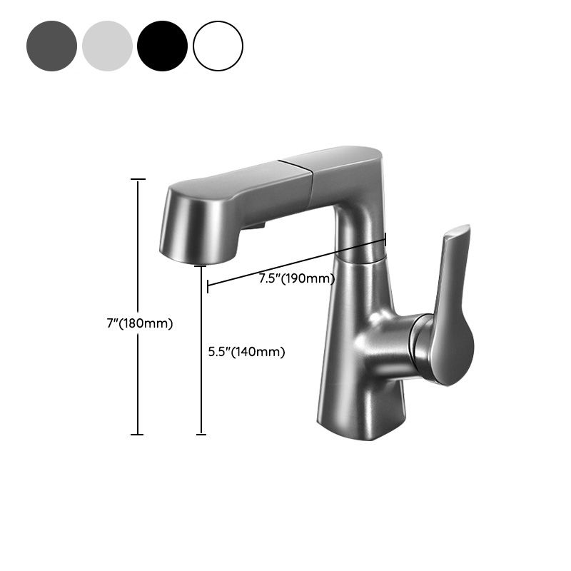 Modern Vessel Sink Faucet Lever Handle Pull-out Bathroom Faucet Clearhalo 'bathroom_sink_faucets' 'Conjuntos de Torneiras de Lavatório e Banheiro' 'home_improvement' 'home_improvement_bathroom_sink_faucets' 'Mobiliário Doméstico' 'Página inicial' 'Renovação e equipamento de casa de banho' 'Torneira para lavatório de banheiro' 1200x1200_11ab1432-517d-4db0-bac8-80f5c0fd4f49