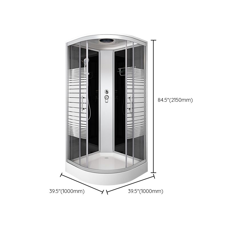 Contemporary Round Shower Stall Double Sliding Frosted Framed Shower Stall with Ceiling Clearhalo 'Bathroom Remodel & Bathroom Fixtures' 'Home Improvement' 'home_improvement' 'home_improvement_shower_stalls_enclosures' 'Shower Stalls & Enclosures' 'shower_stalls_enclosures' 'Showers & Bathtubs' 1200x1200_11baebf3-bdb9-42c1-8e79-9f74f902a0ff