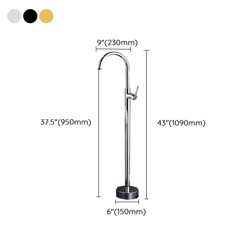 Modern Floor Mounted Metal Freestanding Tub Filler Single Handle Freestanding Faucet Clearhalo 'Bathroom Remodel & Bathroom Fixtures' 'Bathtub Faucets' 'bathtub_faucets' 'Home Improvement' 'home_improvement' 'home_improvement_bathtub_faucets' 1200x1200_11c8e7a0-51f4-4202-929f-29890e8f01d3