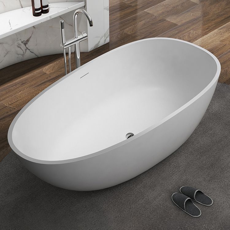 Modern Ellipse Stone Bathtub Freestand Soaking Bathtub with Overflow Hole Clearhalo 'Bathroom Remodel & Bathroom Fixtures' 'Bathtubs' 'Home Improvement' 'home_improvement' 'home_improvement_bathtubs' 'Showers & Bathtubs' 1200x1200_11da4844-23d3-479f-8bb3-62130da2700b