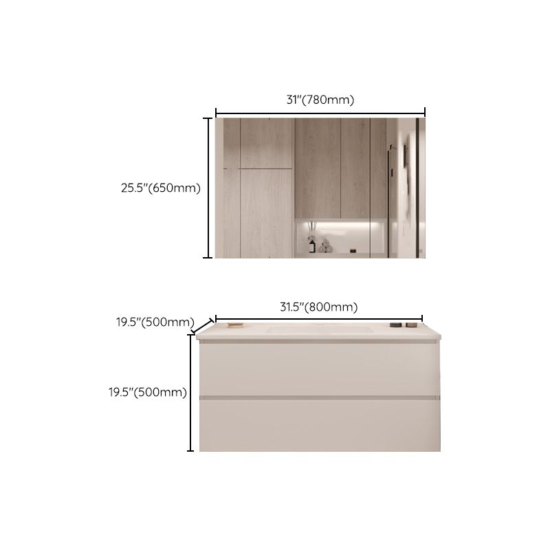 White Bathroom Vanity Wood Rectangle Single Sink Wall Mount 2 Drawers Vanity Set Clearhalo 'Bathroom Remodel & Bathroom Fixtures' 'Bathroom Vanities' 'bathroom_vanities' 'Home Improvement' 'home_improvement' 'home_improvement_bathroom_vanities' 1200x1200_11e975be-0771-4d32-b2d0-1f2deaab3cab