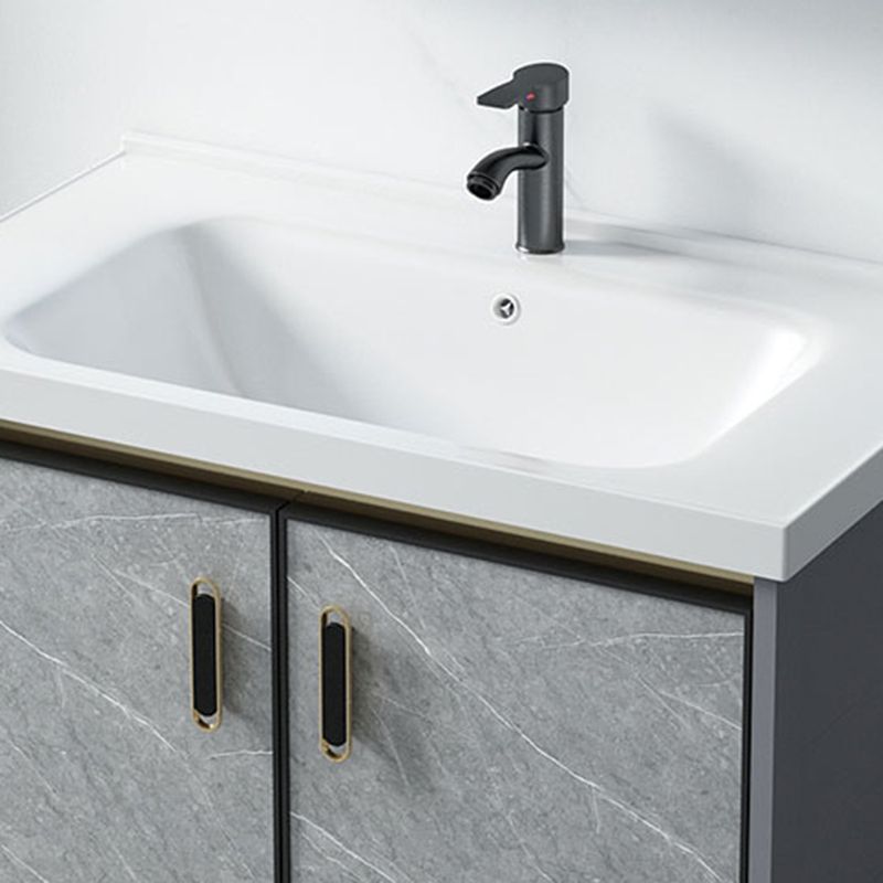 Freestanding Aluminium Bathroom Sink Vanity Gray with Faucet Bathroom Vanity Cabinet Clearhalo 'Bathroom Remodel & Bathroom Fixtures' 'Bathroom Vanities' 'bathroom_vanities' 'Home Improvement' 'home_improvement' 'home_improvement_bathroom_vanities' 1200x1200_11f254a9-c551-4efc-a28b-60d606b929cf